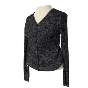 Koret of California Womens Sweater‎ Black Silver Medium Vintage Cardigan Shimmer
